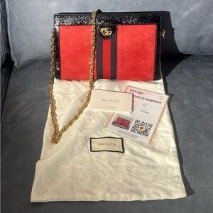 Gucci Ophidia Chain Shoulder Bag Suede